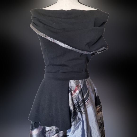 Bridgerton feel Elegant black asymmetric dress - Picture 4 of 6